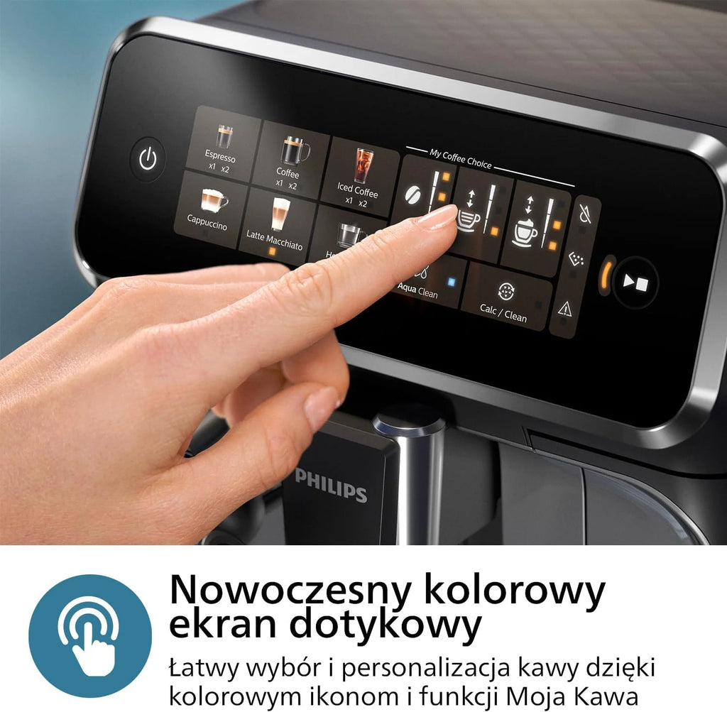 Philips Automatyczny Ekspres do Kawy 3300, LatteGo, Czarny Chrom