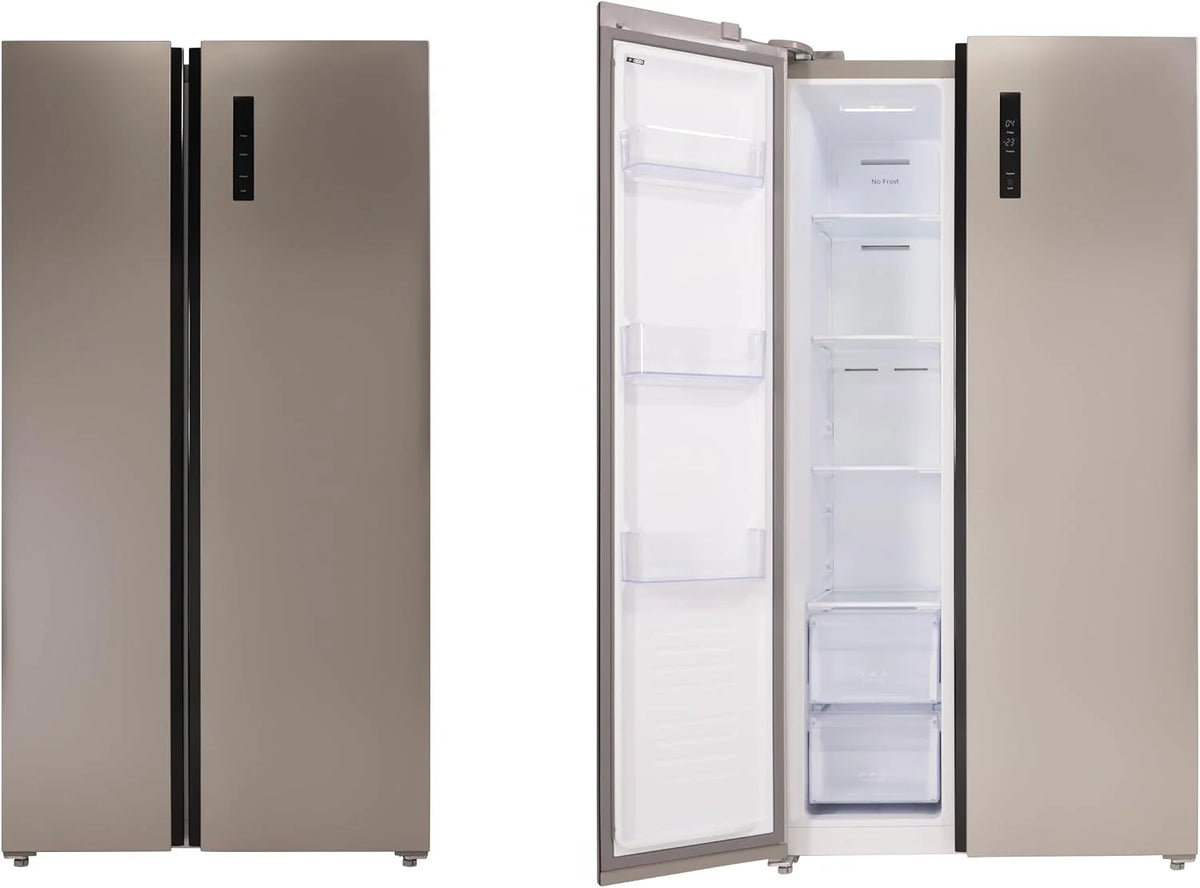 Respekta Side-by-Side lodówko-zamrażarka z maszyną do lodu Inox Look AC178IX-18/178 cm wysokość/szerokość 91 cm/pojemność chłodzenia 331 l/pojemność zamrażarki 174 l/z technologią No Frost