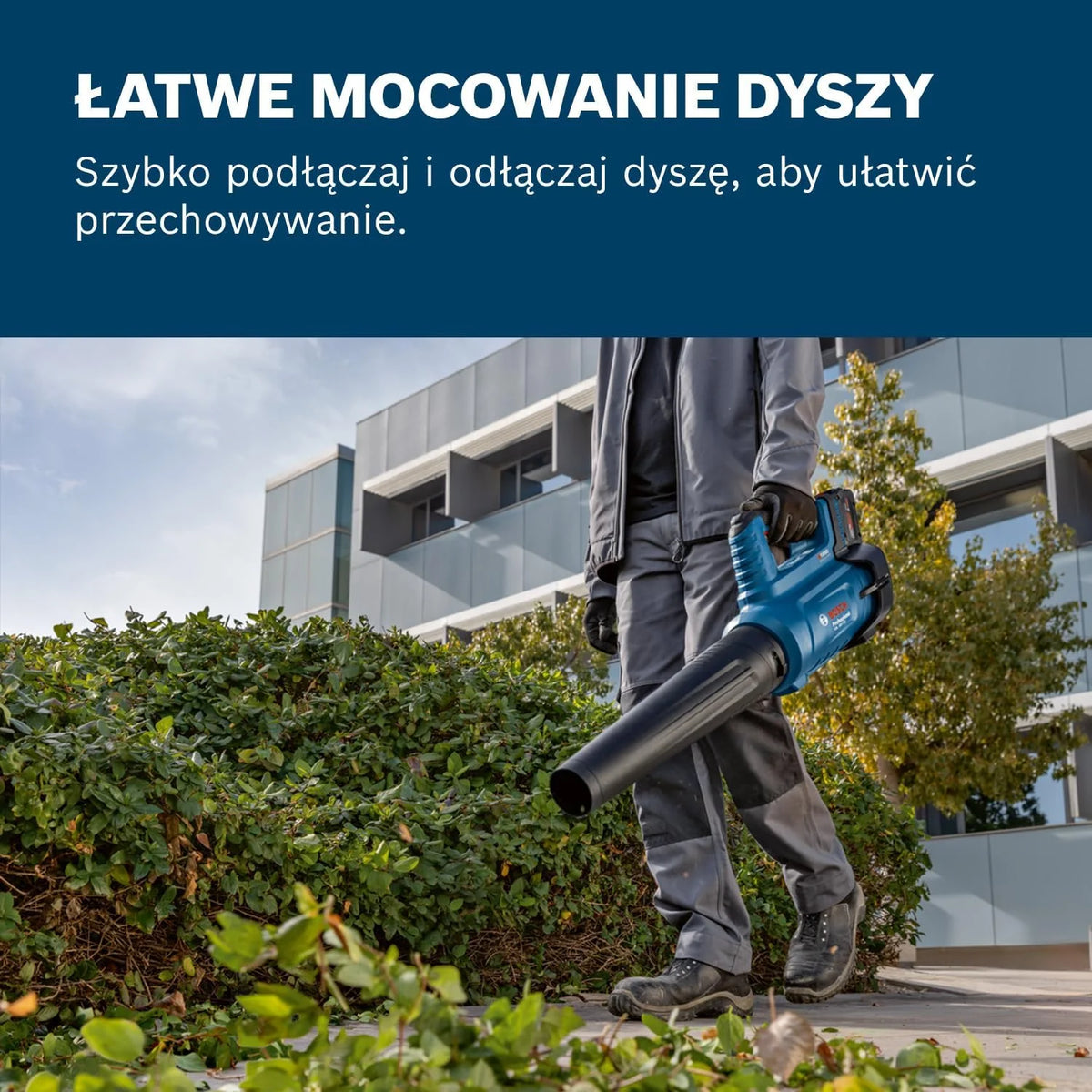 Bosch Professional system 18V: akumulatorowa dmuchawa BITURBO GBL 18V-750 (objętość przepływu 780 m³/h, prędkość przepływu powietrza do 198 km/h, regulacja prędkości obrotowej)