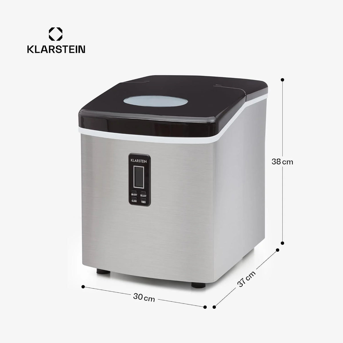 Klarstein Mr. Silver Frost kostkarka do lodu - 150 W, zbiornik 3,3 litra, wyściółka z tworzywa sztucznego bez smaku, system pomp, łatwy do czyszczenia, odłączane części, stal nierdzewna, czarny