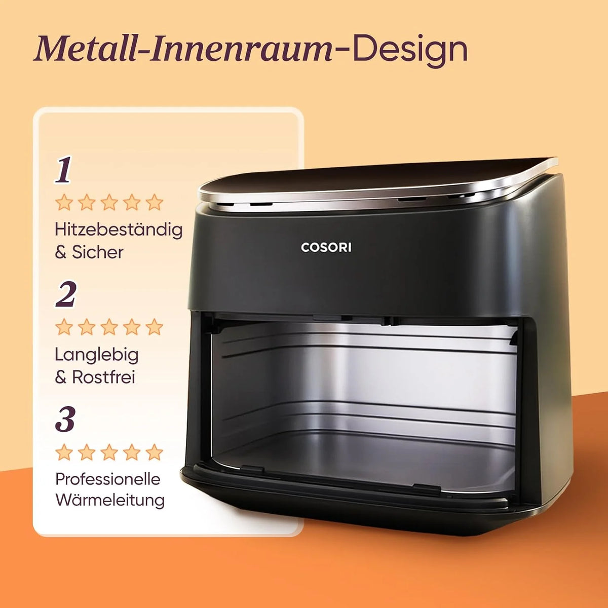 COSORI Frytkownica beztłuszczowa 9-w-1, Air Fryer XXL 6 l. Cichy silnik DC (5 prędkości), grill, pieczenie, fermentacja, suszenie, rozmrażanie, 87 przepisów, do 64% oszczędności energii