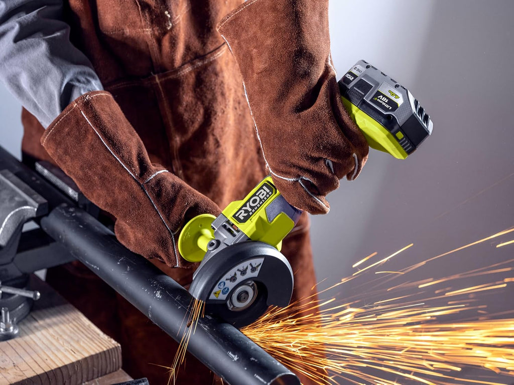 RYOBI - Szlifierka kątowa 2000 W śr. 230 mm - 6600 obr./min - uchwyt tylny obracany o 180° - Soft Start - Dostarczany z 1 metalową tarczą tnącą o średnicy 230 mm i 1 kluczem serwisowym - EAG2000-G