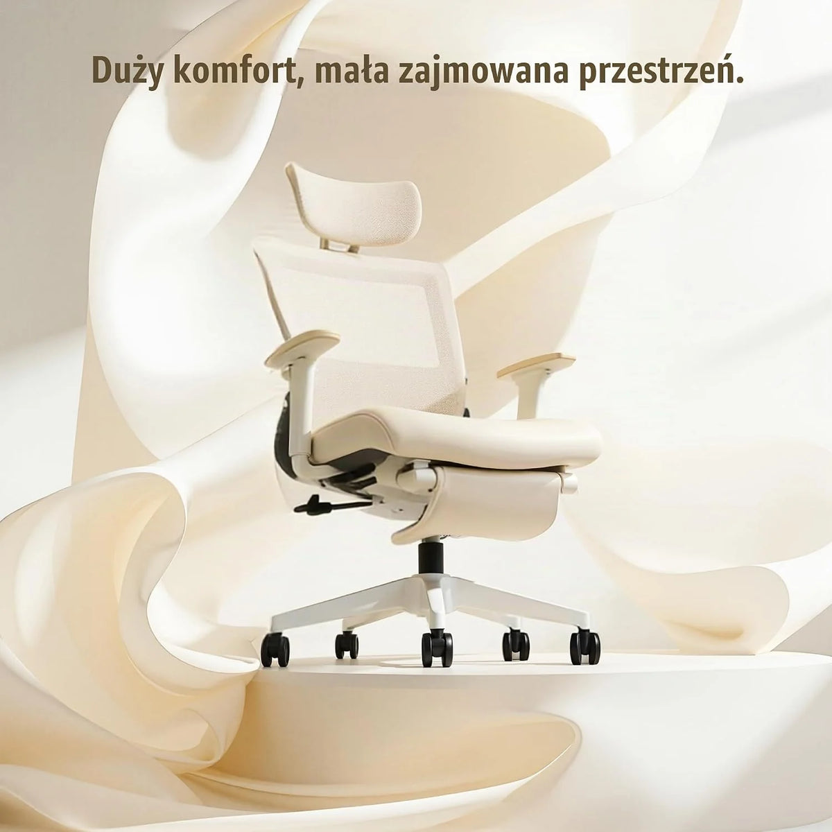 FLEXISPOT Foldex Ergonomiczne Krzesło Biurowe, Składane Krzesło Biurowe do Małych Pomieszczeń z Wsparciem Lędźwiowym, Regulowanymi Podłokietnikami (Biały)