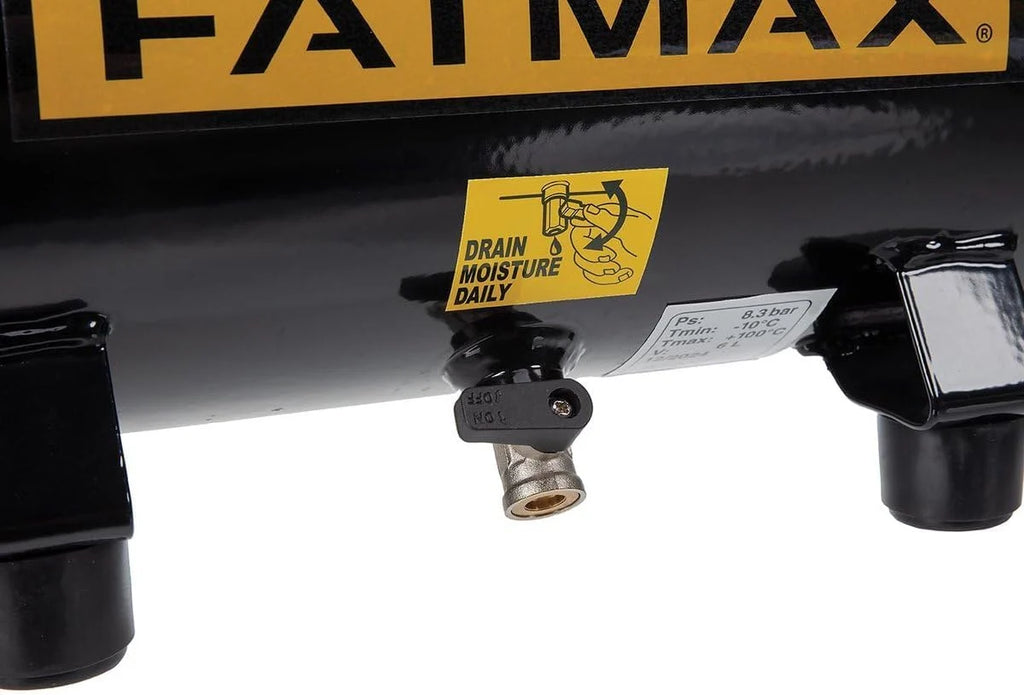 Stanley Fatmax Kompressor DST 101/8/6 FMXCM00 - Kompresor powietrza 8 bara - Cichy kompresor powietrza 59dB - Pojemność zbiornika 6 litrów - Kompresor zasilany akumulatorem 1450 obr./min