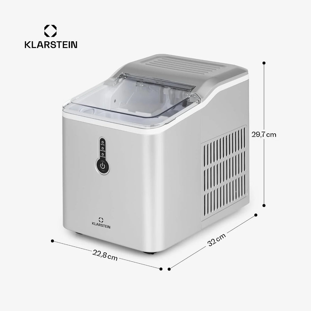 Klarstein Kostkarka do lodu Mała, 1,5L wytwornica lodu, Kostkarka do dużych kostek Szybka mini Łatwe czyszczenie, Wytwornica 12kg dziennie