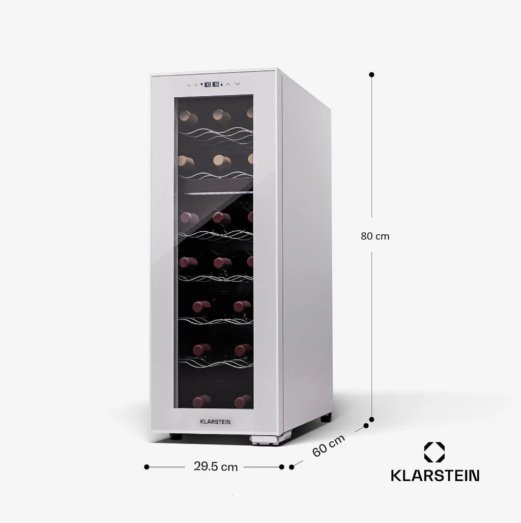 Klarstein Wolnostojąca chłodziarka do wina, lodówka na napoje, dwustrefowa lodówka do wina, prosecco i butelki do piwa, lodówka na wino ze szklanymi drzwiami, do wewnątrz i na zewnątrz bar lodówka i