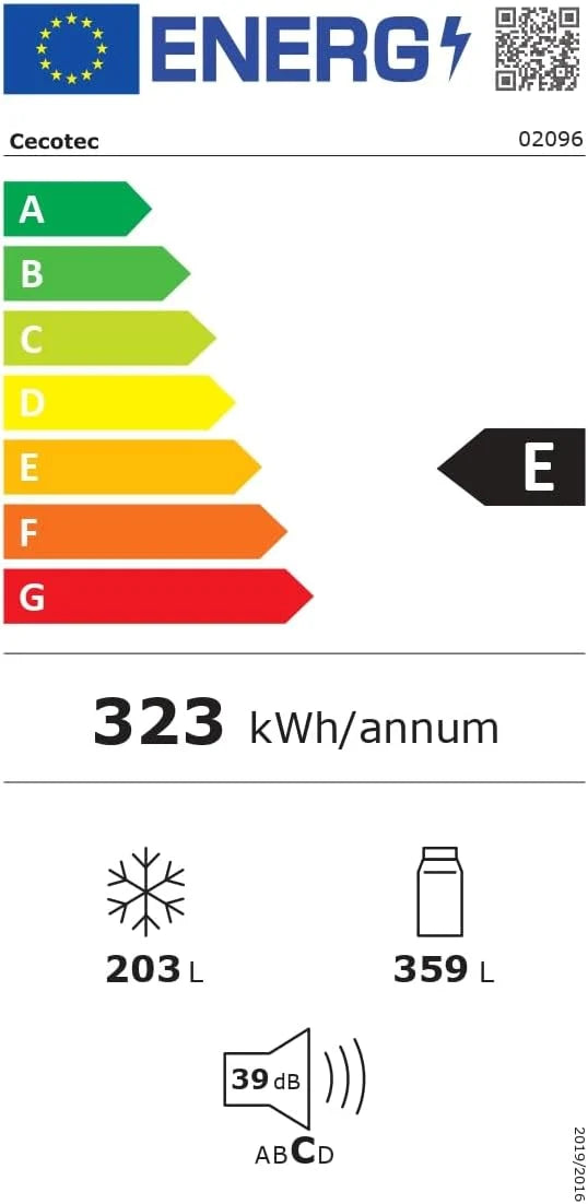 Cecotec Amerykańska lodówka Side By Side - 562 l - Bolero CoolMarket SBS 562 Inox E. 177 x 91,2 cm, kompresor Inverter Plus, niskie zużycie, No Frost, Multiairflow, szybkie chłodzenie, stal nierdzewna
