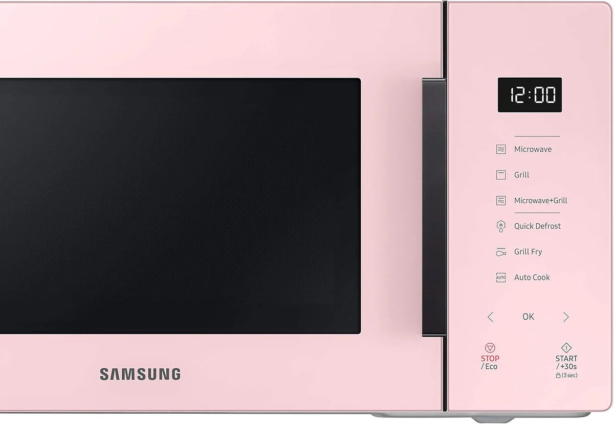 Samsung MG23T5018CP Kuchenka mikrofalowa, 23 l, 1100 W, Air Fry, ze złotniczą tacą, designerskie szkło, puder