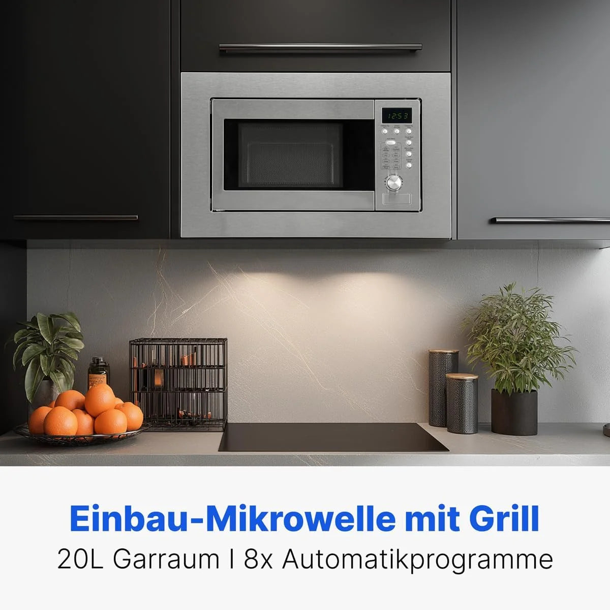Bomann MWG 2215 EB Mikrofalówka zintegrowana z grillem / 20 l / 5 poziomów mocy mikrofalowej/1 poziom grilla, 2 poziomy mocy kombinowane (grill/kuchenka mikrofalowa), srebrna