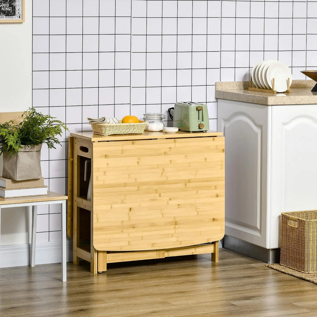 HOMCOM Składany stół dla 6 osób 149,5 x 80 x 73,5 cm Naturalny