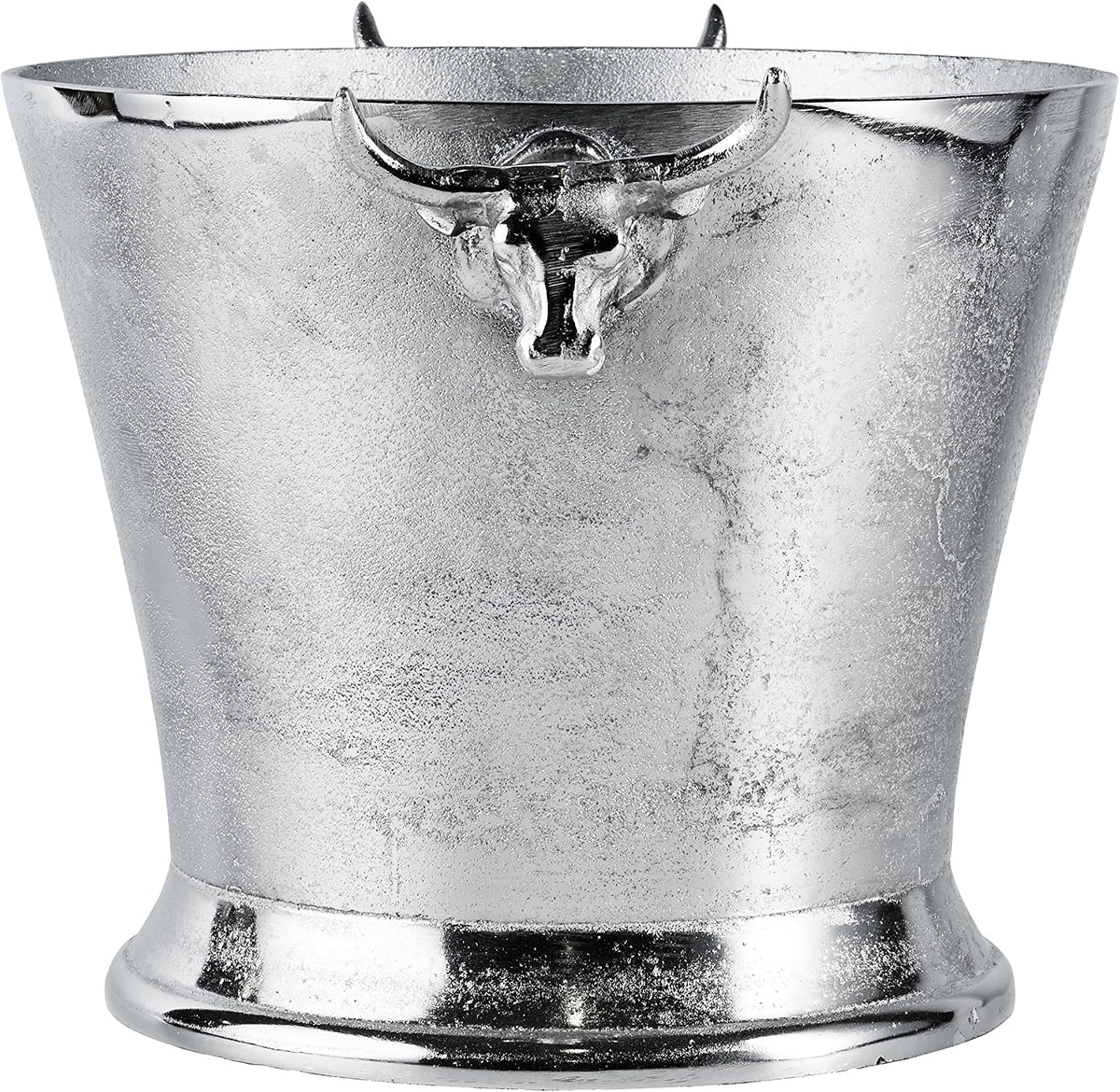 MichaelNoll Chłodziarka do szampana, głowa byka, chłodziarka do wina, butelek, szampana, aluminiowa chłodziarka do napojów, kolor srebrny – chłodziarka do szampana, wina i szampana – XL 39 cm