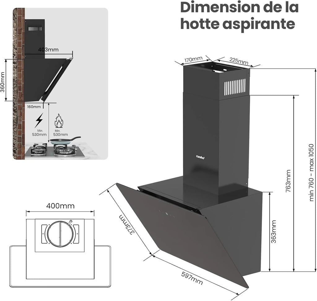 COMFEE ' okap kuchenny 60 cm KWH-ANGJ64B-60-FR