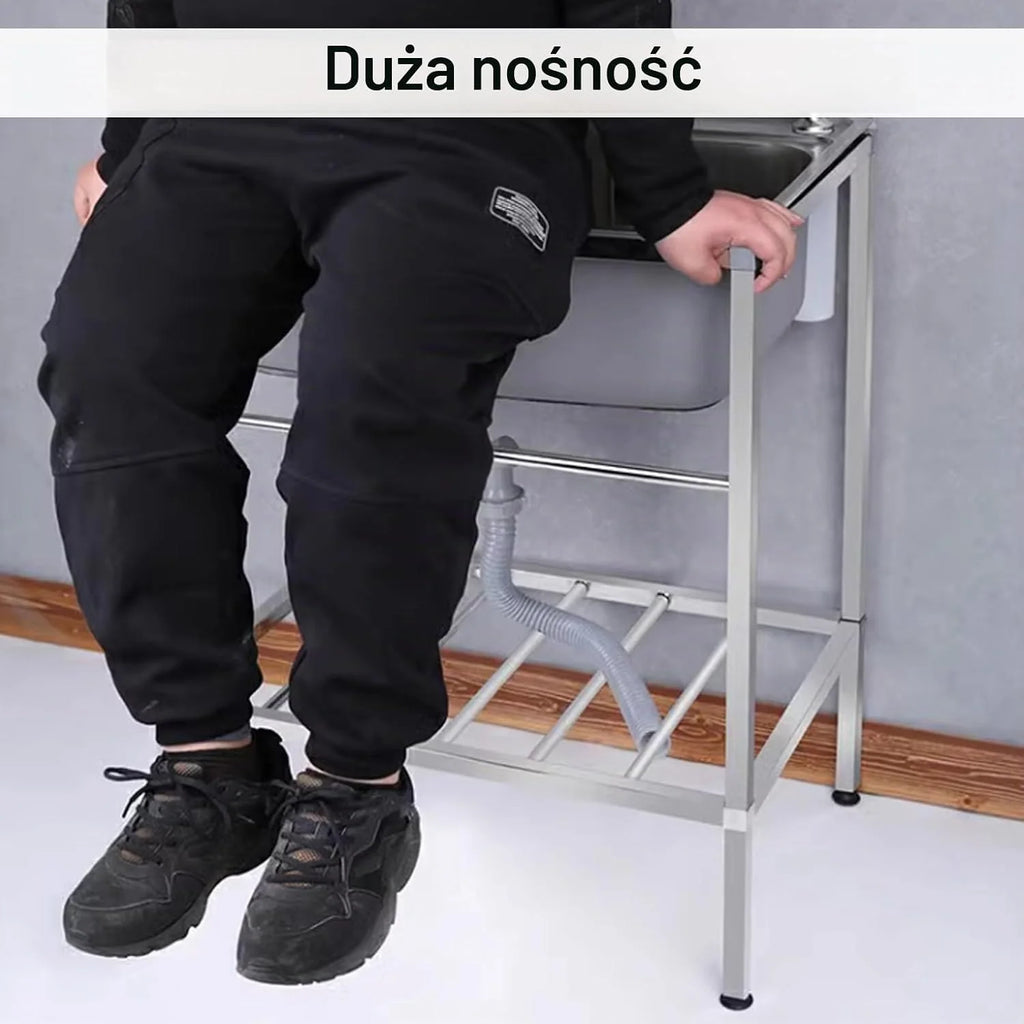 Zlew gospodarczy ze stali nierdzewnej,pojedyncza komora,wolnostojący, komercyjny,restauracja,kuchnia,stacja do mycia naczyń,zewnętrzny zlew ogrodowy do mycia z kranem restauracji,kuchni(27.5x18.1x2