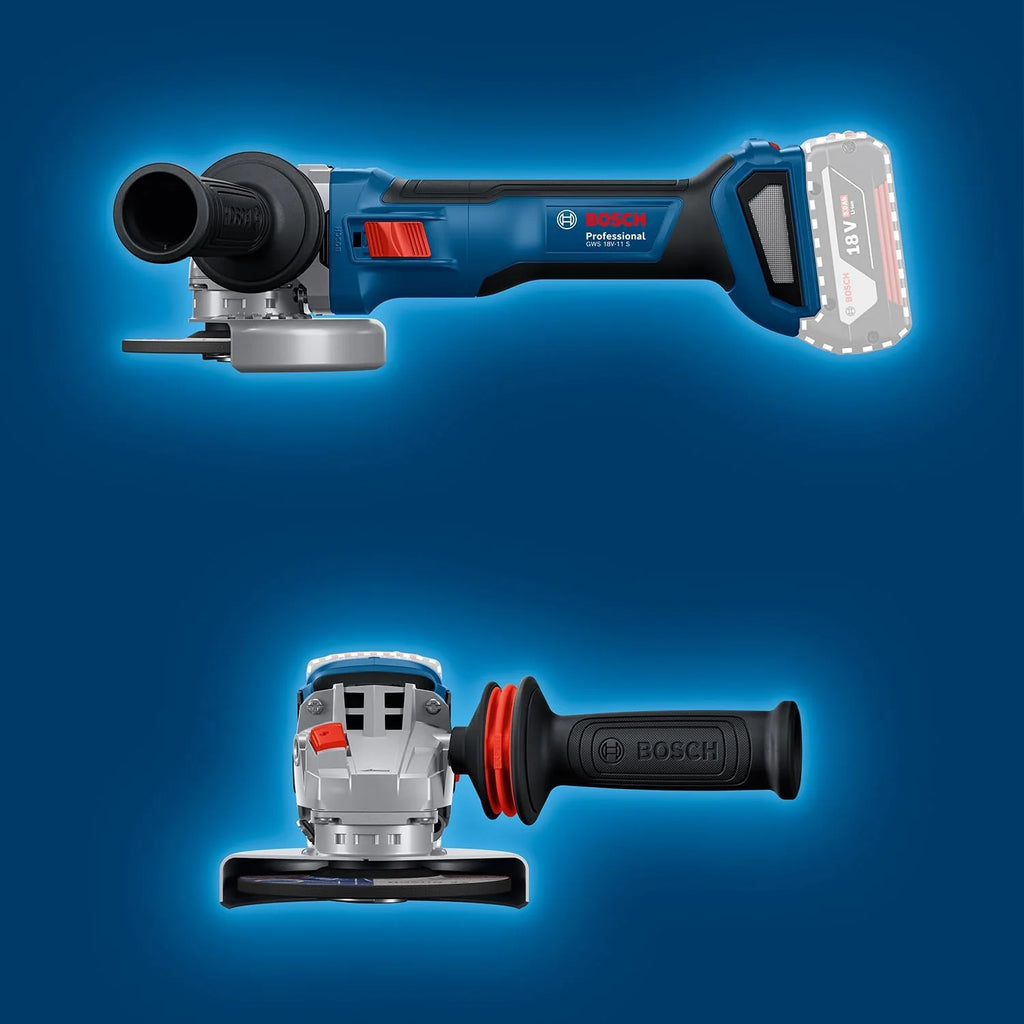Bosch Professional 18 V firmy Bosch: akumulatorowa szlifierka kątowa GWS 18V-11 S (Ø tarczy 125 mm)