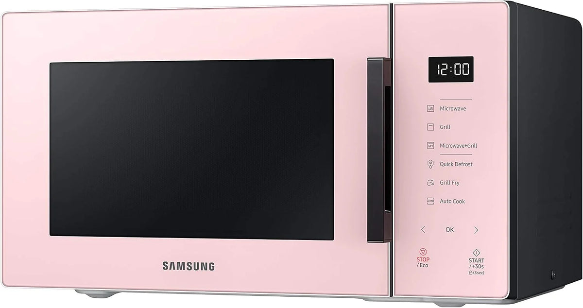Samsung MG23T5018CP Kuchenka mikrofalowa, 23 l, 1100 W, Air Fry, ze złotniczą tacą, designerskie szkło, puder