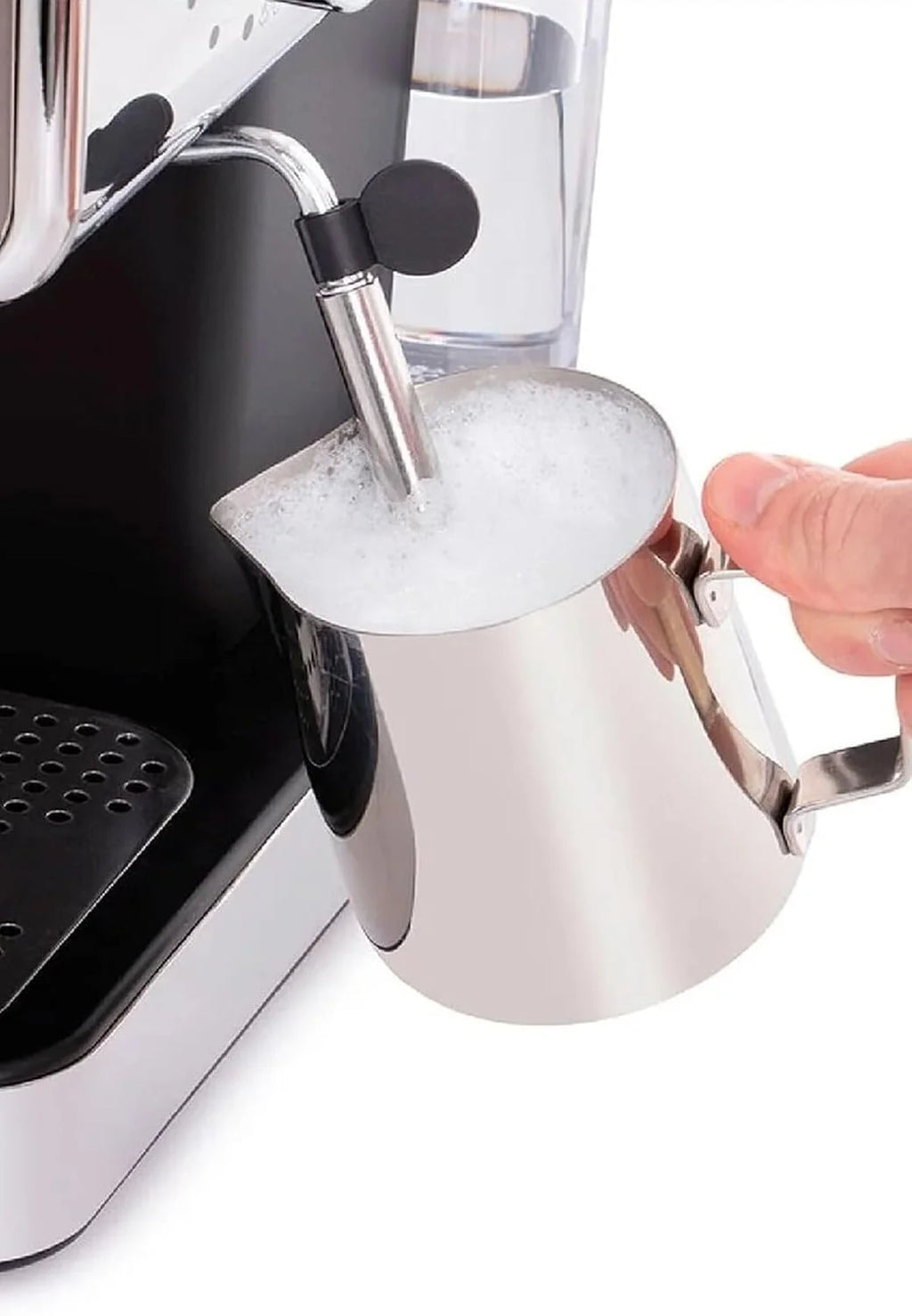 Russell Hobbs ekspres do kawy, ciśnieniowy, 15 bar, dysza do podgrzewania/spieniania mleka, podgrzewacz do filiżanek, wskaźnik LED, szczotkowana stal nierdzewna, titanium, 1350W, Distinctions 26452-56