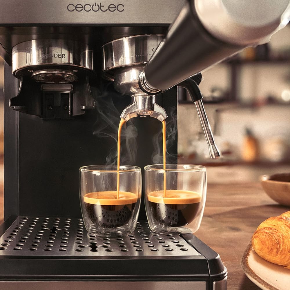Cecotec Ekspres do kawy Power Espresso 20 Grind Fresh. 1350W, 20 barów, ekran dotykowy, termoblok, zbiornik na wodę 1,7 l, 20 poziomów mielenia, zbiornik na kawę 150g, spieniacz do mleka