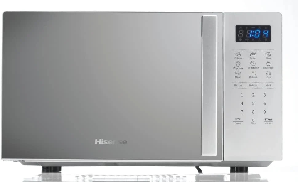 Hisense H20MOMS4HG Piekarnik Kuchenka mikrofalowa ze sterowaniem Elektronicznym, Pojemność 20 l, moc 700 WattGrill Moc 800 Watt, Wyświetlacz Led Sterowanie Dotykowe, Funkcja Grill, Srebrny Kolor
