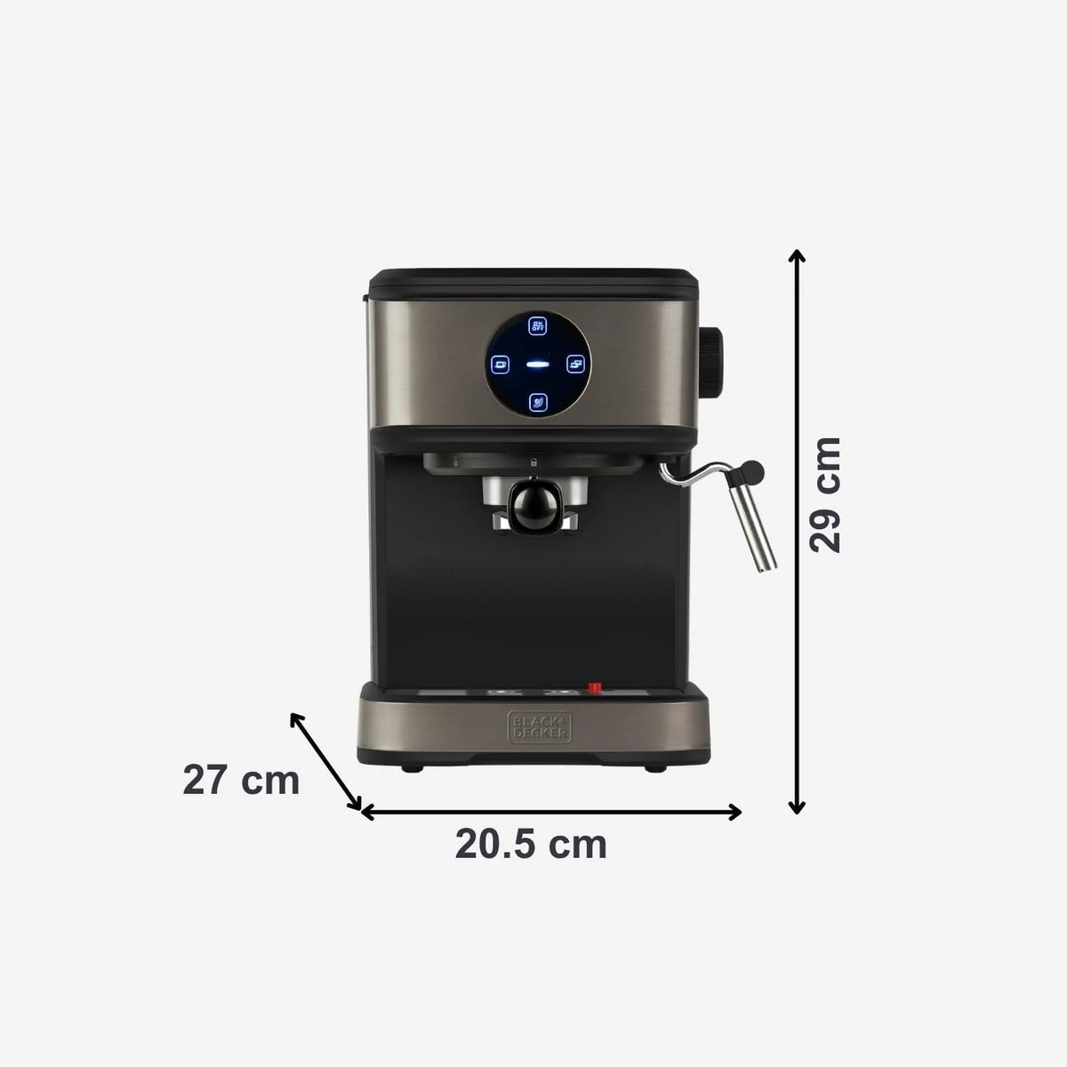 BLACK+DECKER BXCO850E - Ekspres do kawy espresso 850W, 20 barów, 2 filiżanki, funkcja pary, automatyczne wyłączanie, programowalna ilość, system ekstra kremowy, zbiornik 1,5 l, wykończenie