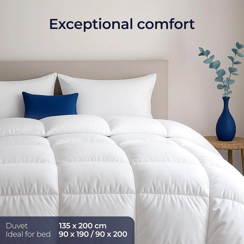 Dreamzie - Kołdra Ultra Comfort 135x200 cm - Kołdra z pierza i puchu kaczego - Podwójna kołdra - 650gsm - Certyfikat Oeko-Tex, RDS i Downpass
