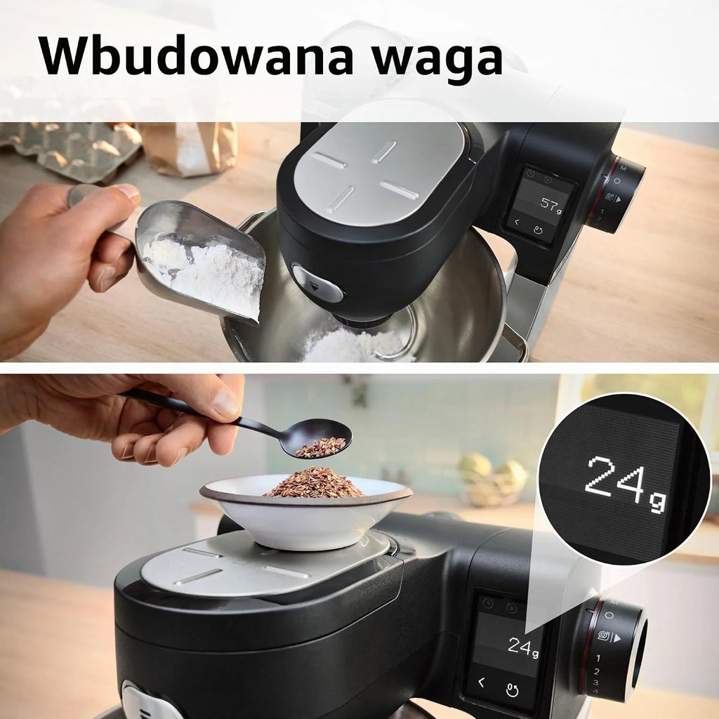 Bosch Robot kuchenny seria 6, 2 miski 5,5 l (stal nierdzewna, tworzywo sztuczne), waga zintegrowana, 7 programów automatycznych, 7 stopni, mieszadło planetarne, hak do zagniatania/miotła silikonowa
