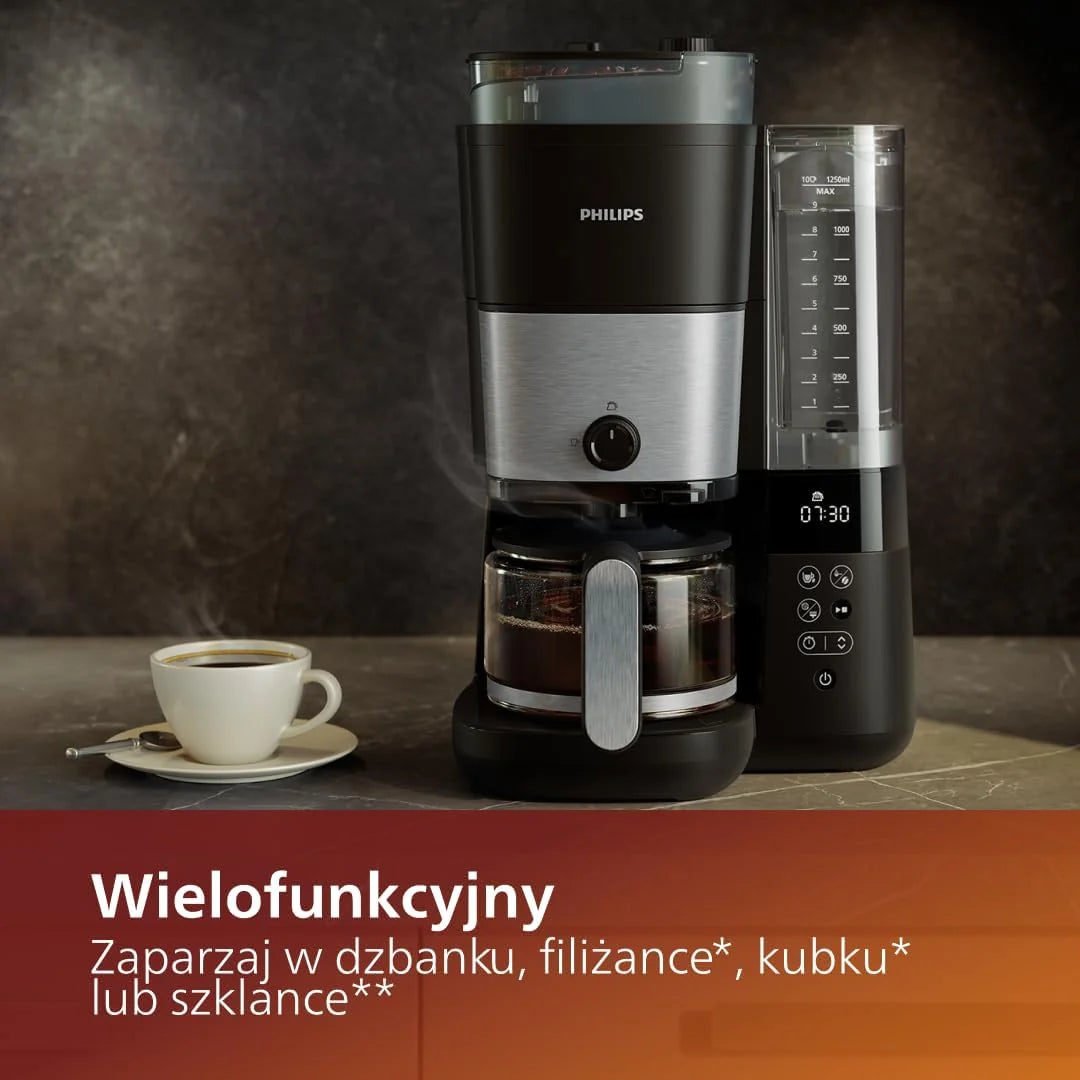 Philips Ekspres Przelewowy do Kawy z Wbudowanym Młynkiem, 1,25 l