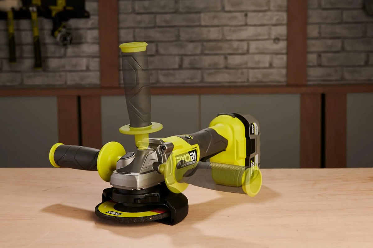 RYOBI - Szlifierka kątowa 2000 W śr. 230 mm - 6600 obr./min - uchwyt tylny obracany o 180° - Soft Start - Dostarczany z 1 metalową tarczą tnącą o średnicy 230 mm i 1 kluczem serwisowym - EAG2000-G