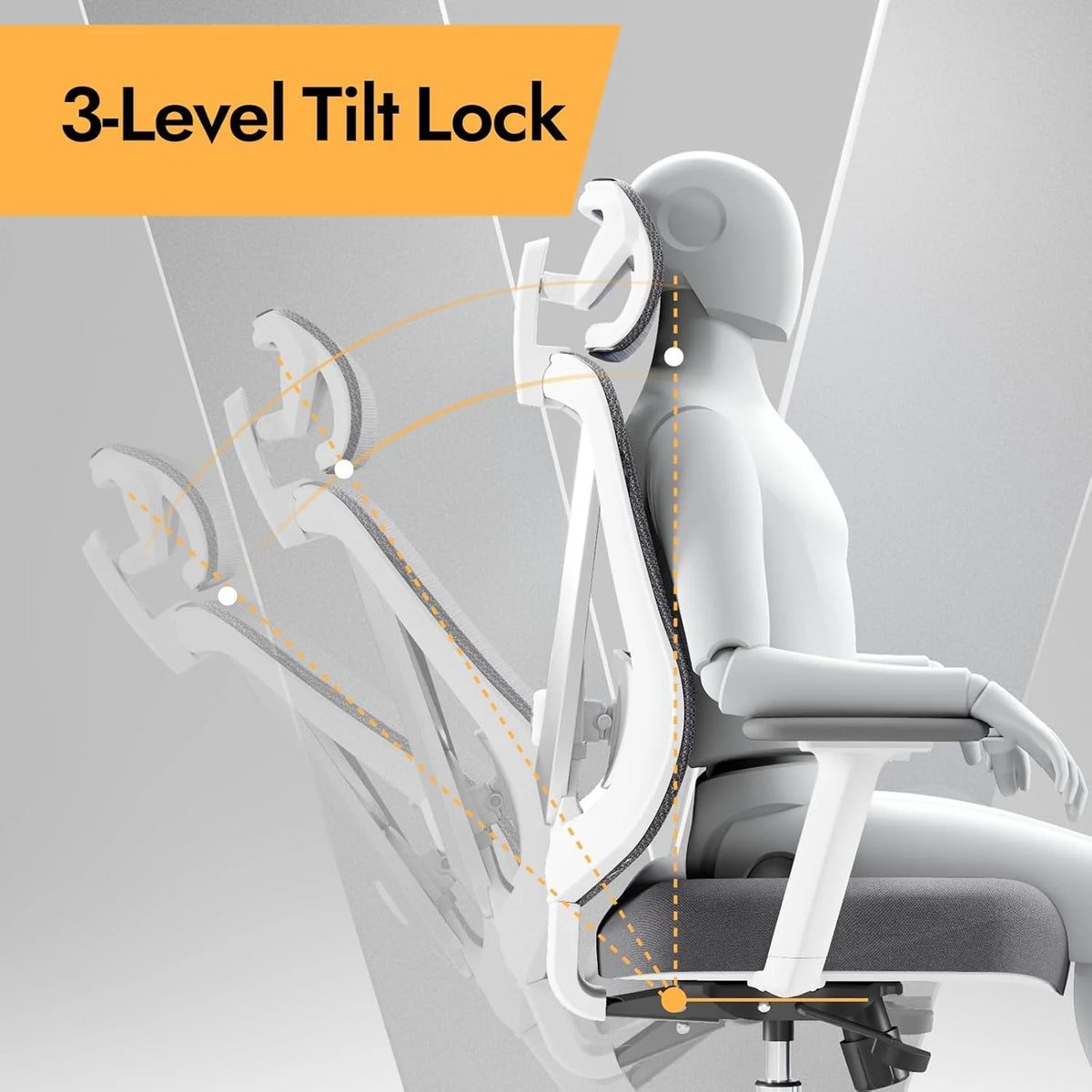 HOLLUDLE Ergonomiczne Krzesło Biurowe z Podparciem Lędźwiowym 3D & Podłokietnikami 3D | V-Kształt Design | Do Biura, Domu, Gamingu | Białe