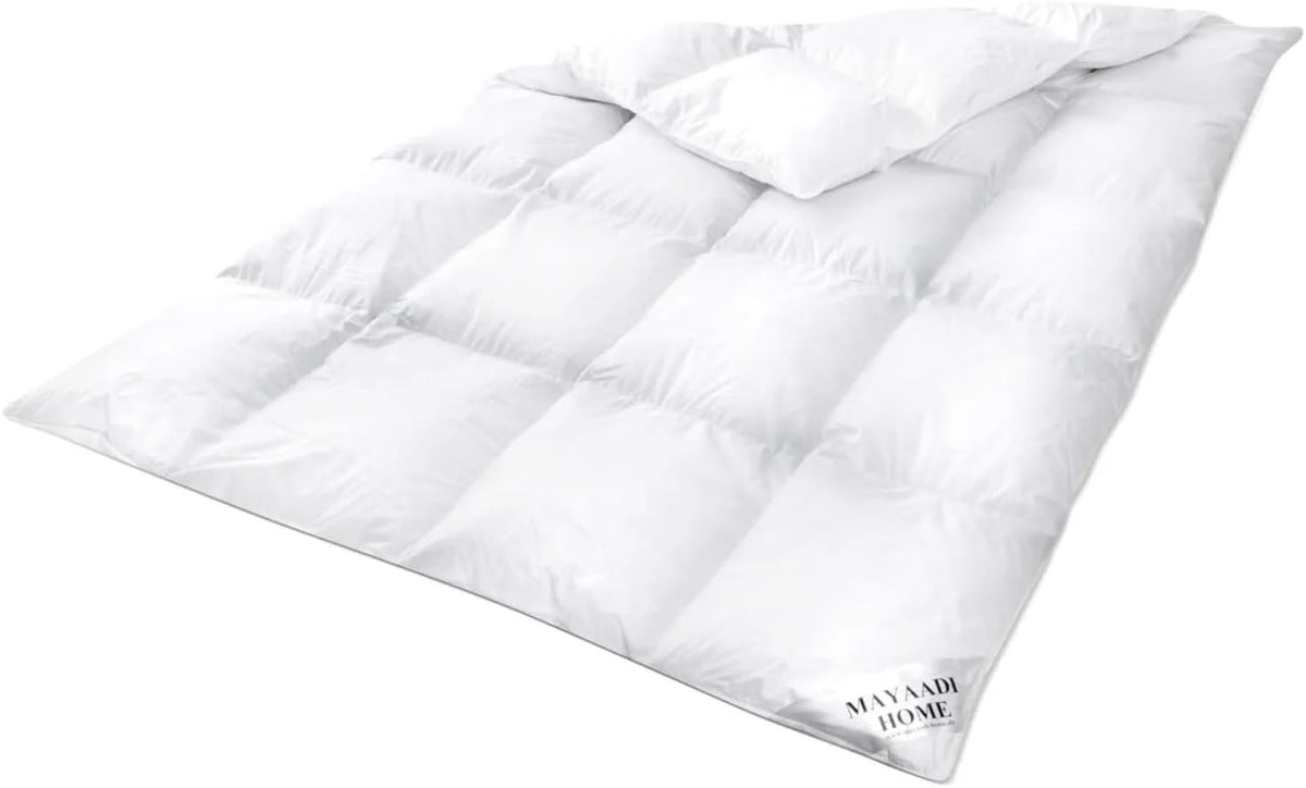 Mayaadi-Home MA83 kołdra puchowa na zimę, kołdra pikowana, 70% puchu, 30% pierza, 135 x 200 cm, wypełnienie 1800 g, bardzo ciepła