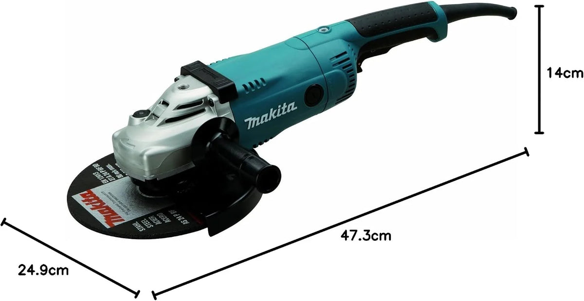 Makita Szlifierka kątowa 230 mm, 2200 W, niebieska, bez walizki, bez tarcz diamentowych