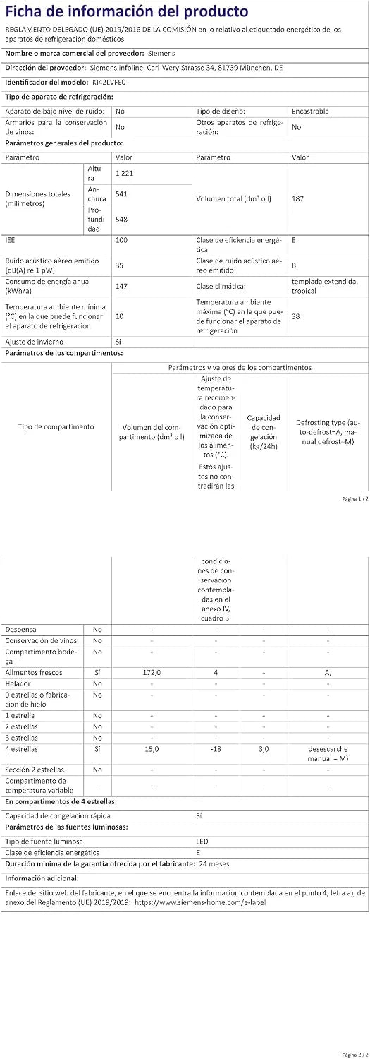 Siemens KI42LVFE0 iQ300 lodówka do zabudowy z zamrażarką, wnęka 122,5 x 56 cm, płaski zawias, 187 l, supercooling – szybsze chłodzenie, oświetlenie LED, równomierne oświetlenie