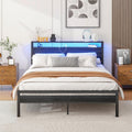 HOJINLINERO 140 x 200 cm, z przechowywaniem, stelażem, ładowaniem USB i LED, nowoczesne