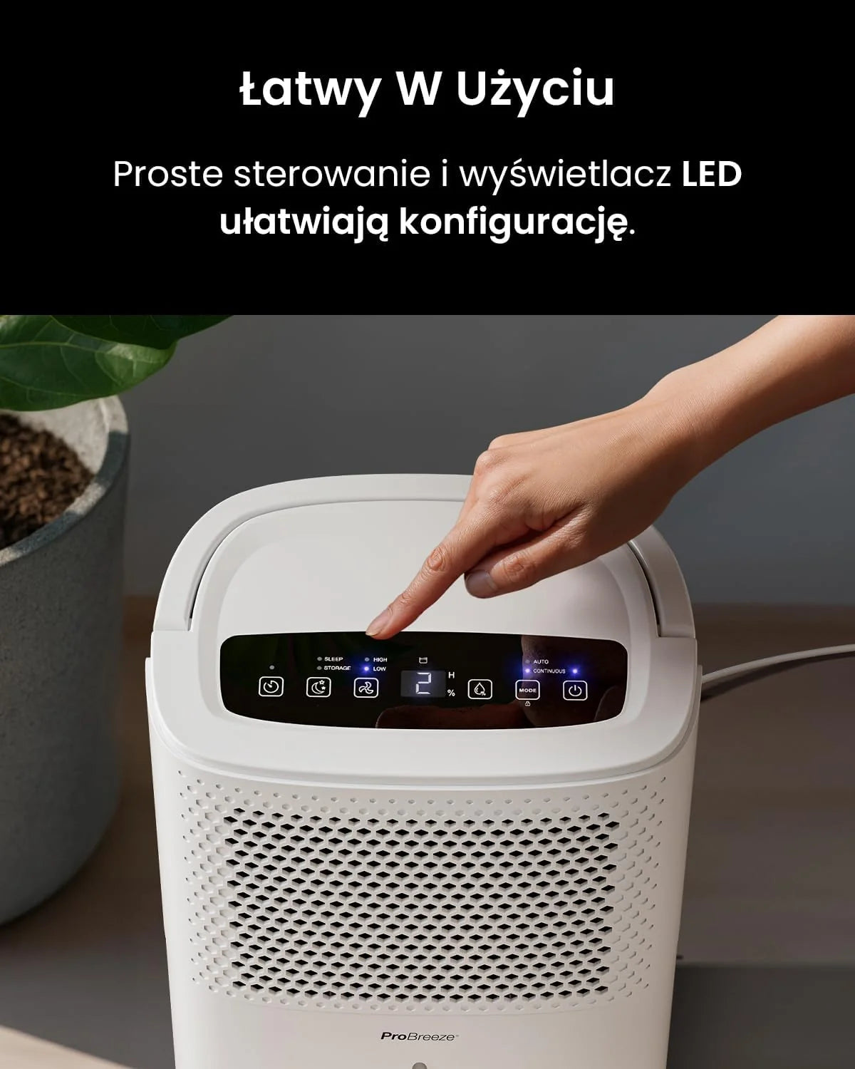 Pro Breeze Osuszacz Powietrza, Elektryczny Pochłaniacz Wilgoci Pleśni Kondensacji, Cichy Odwilżacz do Domu Łazienki Garażu Przyczepy Kempingowej, dla Dzieci Niemowląt, 24h Timer, Duży 1,8l Zbiornik