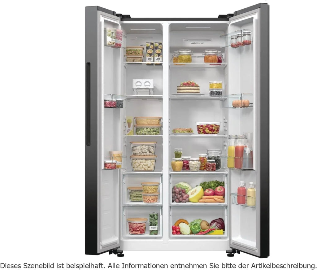 Gorenje NRR 9185 EABXL Side by Side lodówko-zamrażarka, Made in Europe, EEK E, NoFrostPlus, kompresor inwerterowy, Crisp Zone, ConvertActive Zone, FastFreeze, 178,6 cm, czarna