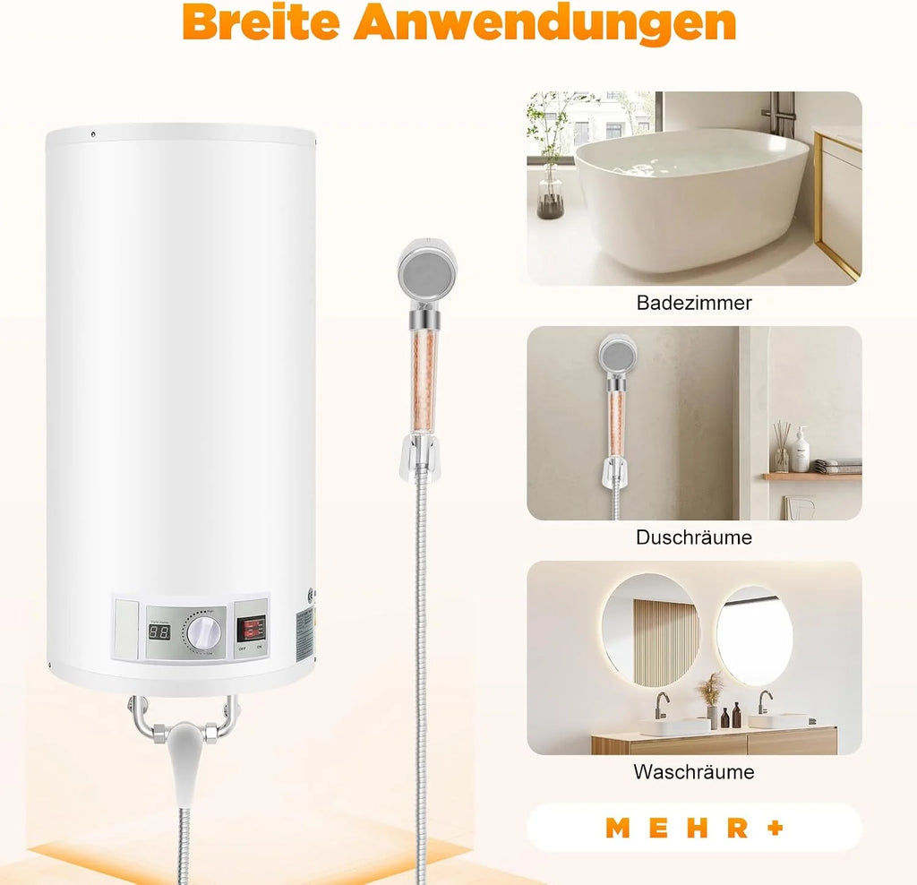 Elektryczny podgrzewacz wody, 80 l, elektryczny podgrzewacz wody, elektryczny podgrzewacz wody, wiszący na ścianie, bojler, podgrzewacz wody, urządzenie do podgrzewania wody z słuchawką prysznicową
