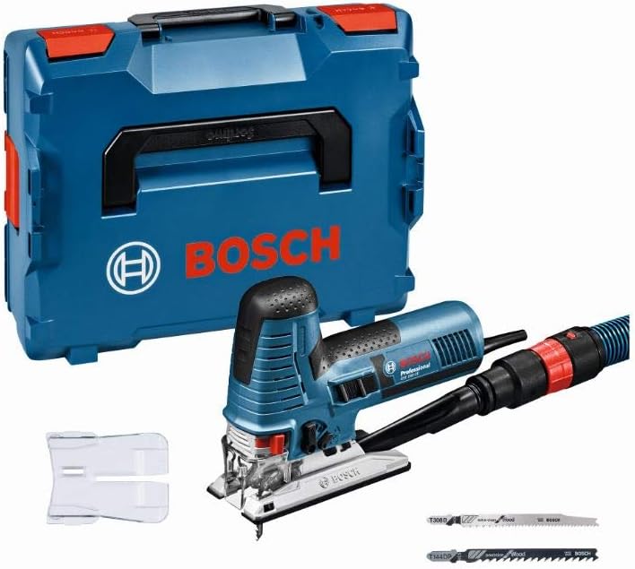 Bosch Professional: wyrzynarka GST 160 CE (3 brzeszczoty do drewna, adapter do odsysania pyłu, osłona, wypełnienie 1/1 do L-BOXX, walizka L-BOXX)