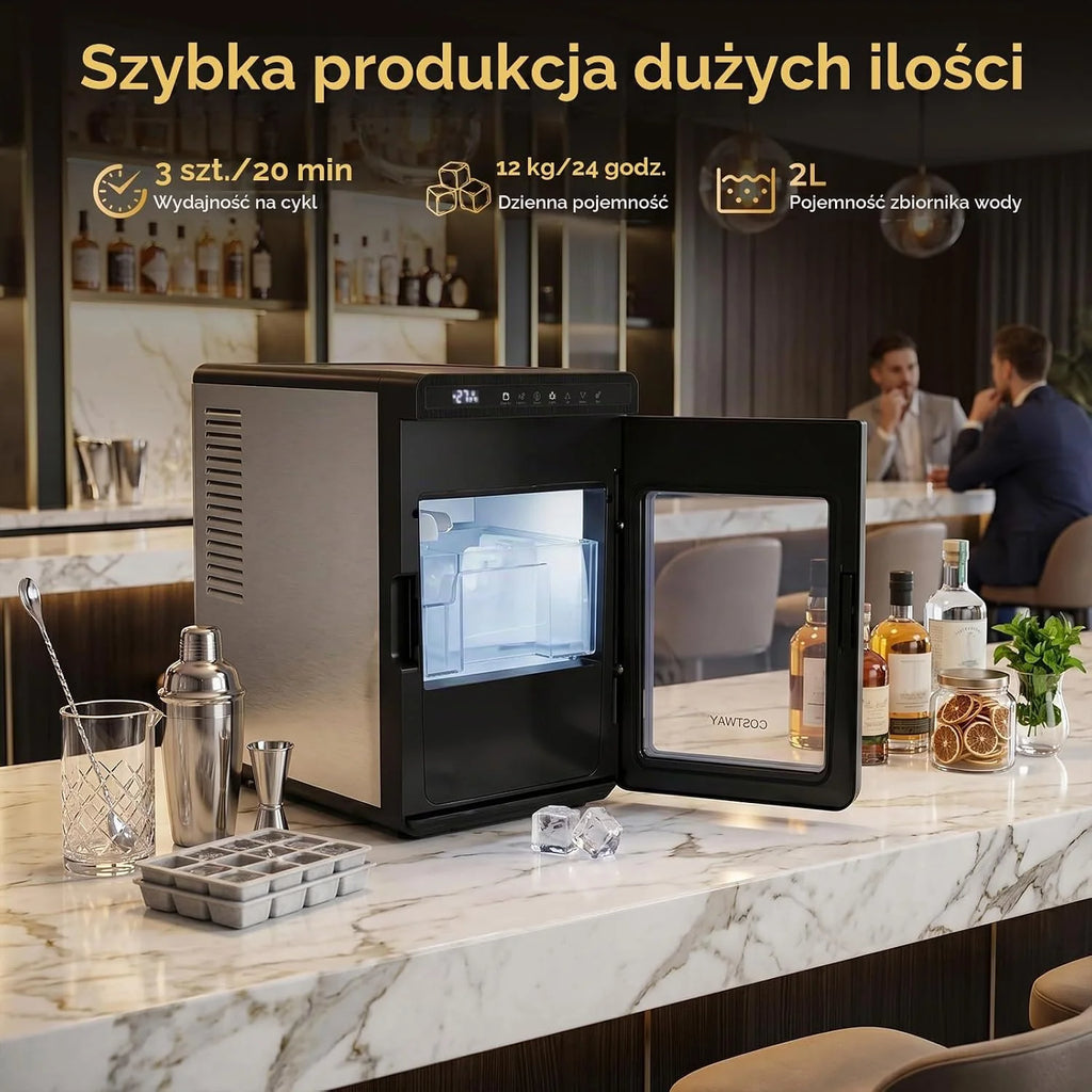 COSTWAY Kostkarka do lodu, maszyna do lodu 3 sztuki w ciągu 20 minut