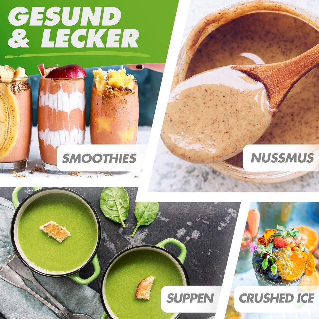 NUTRI-BLENDER MAX+ wysokowydajny blender 2000 W, profesjonalny - 2 l, Tritan, nie zawiera BPA, 9 poziomów, cyfrowy minutnik z książką z przepisami