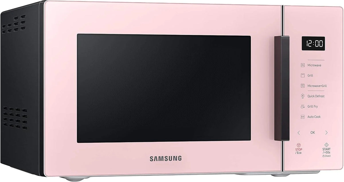 Samsung MG23T5018CP Kuchenka mikrofalowa, 23 l, 1100 W, Air Fry, ze złotniczą tacą, designerskie szkło, puder
