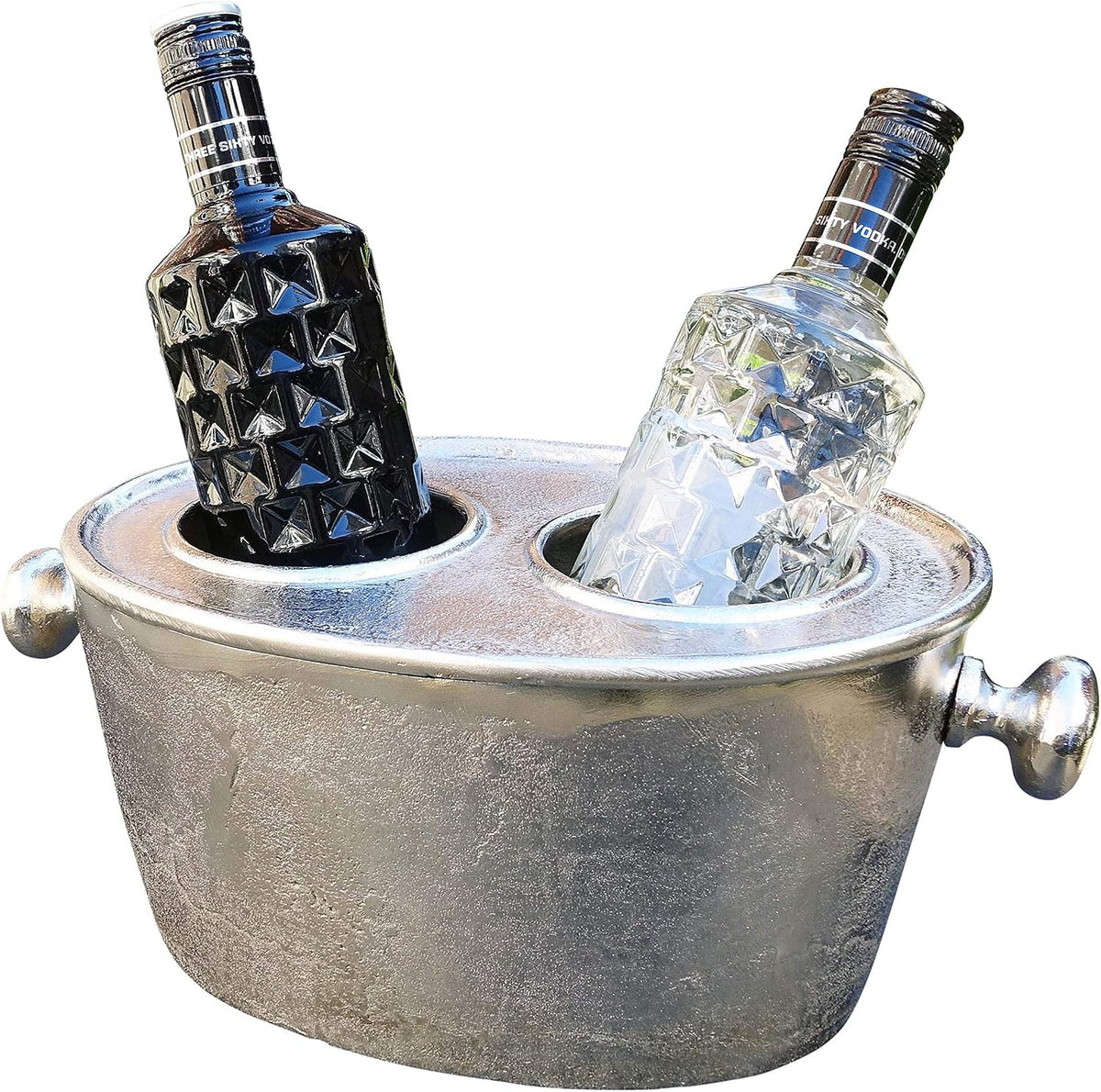 MichaelNoll Chłodziarka do szampana, chłodziarka do wina, chłodziarka do butelek, aluminium, srebrna – chłodziarka do szampana, wina i szampana – 31 cm