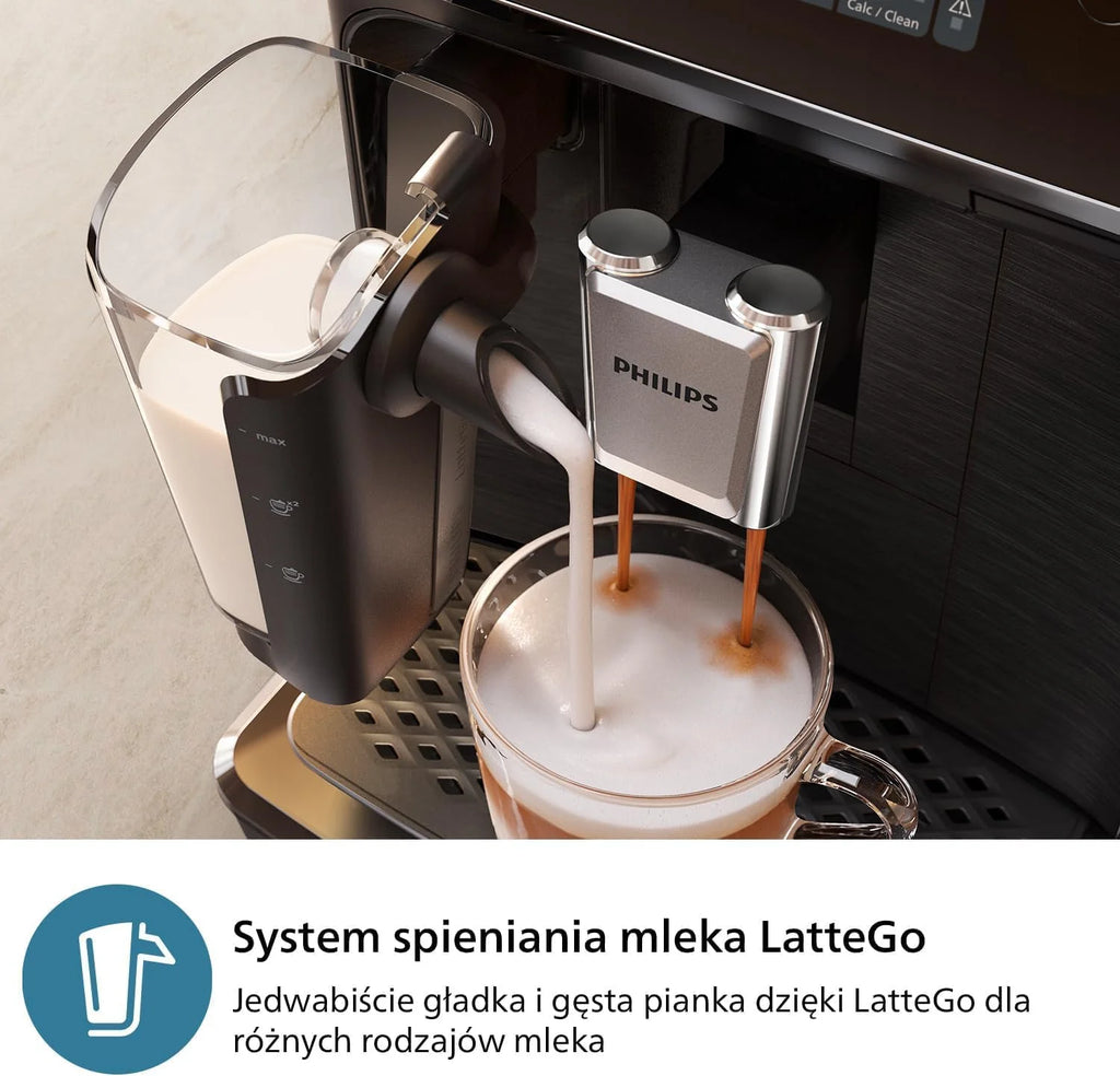 Philips Automatyczny Ekspres do Kawy 2300, LatteGo, Czarny