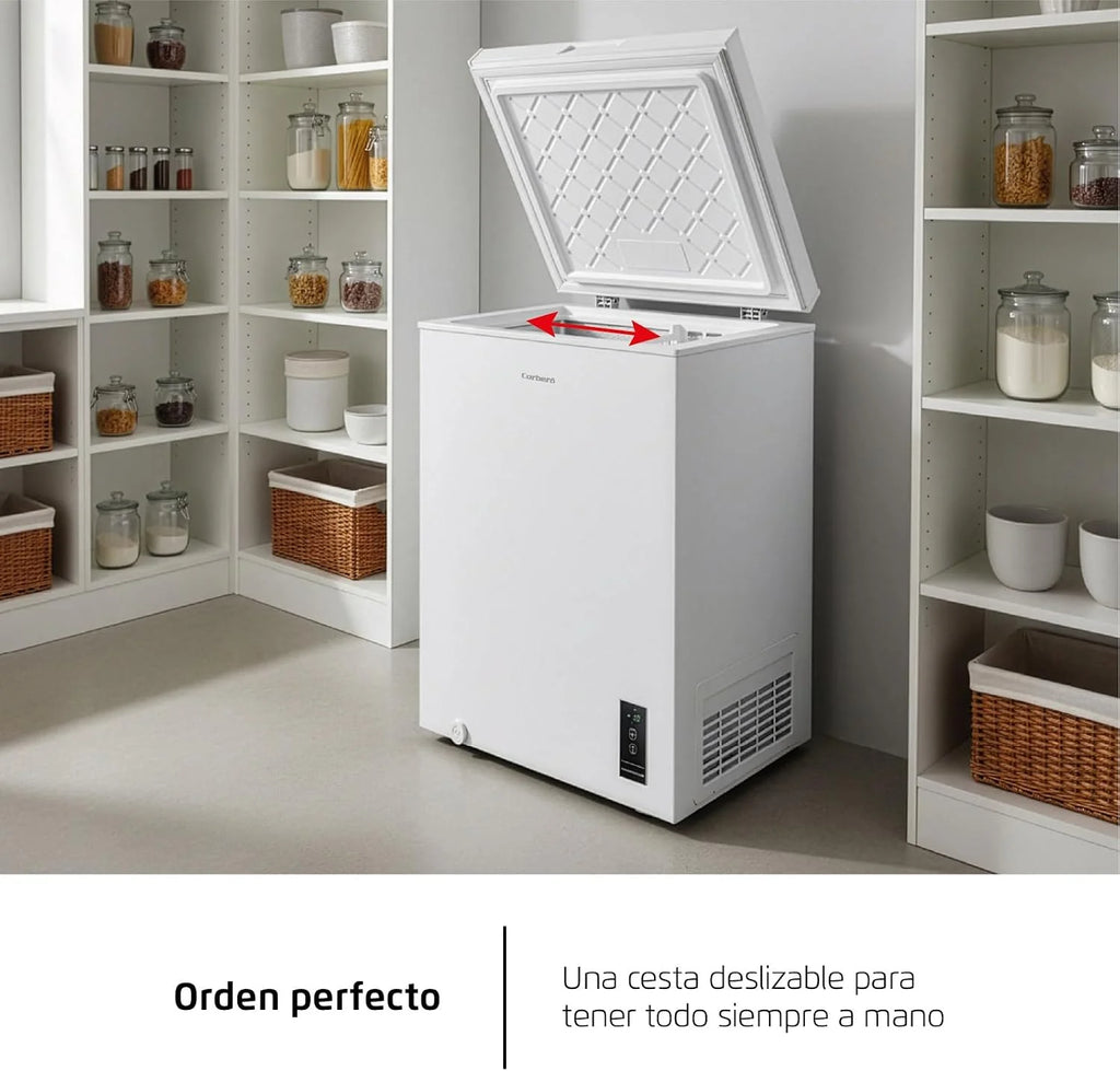 Skrzynia z zamrażarką | CCHM1506M | statyczna | 143 l | 85 cm | 37 dB | 1 elastyczny kosz | podwójny system super zamrażania | biały