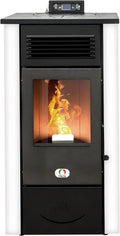 STUFE A PELLET ITALIA Canada 14 kW | wydajność pieca na pellet 89%, ogrzewa 130 m², autonomia 15 godzin, programowalna, 5 prędkości i poziomów mocy, 24 miesiące , kolor biały