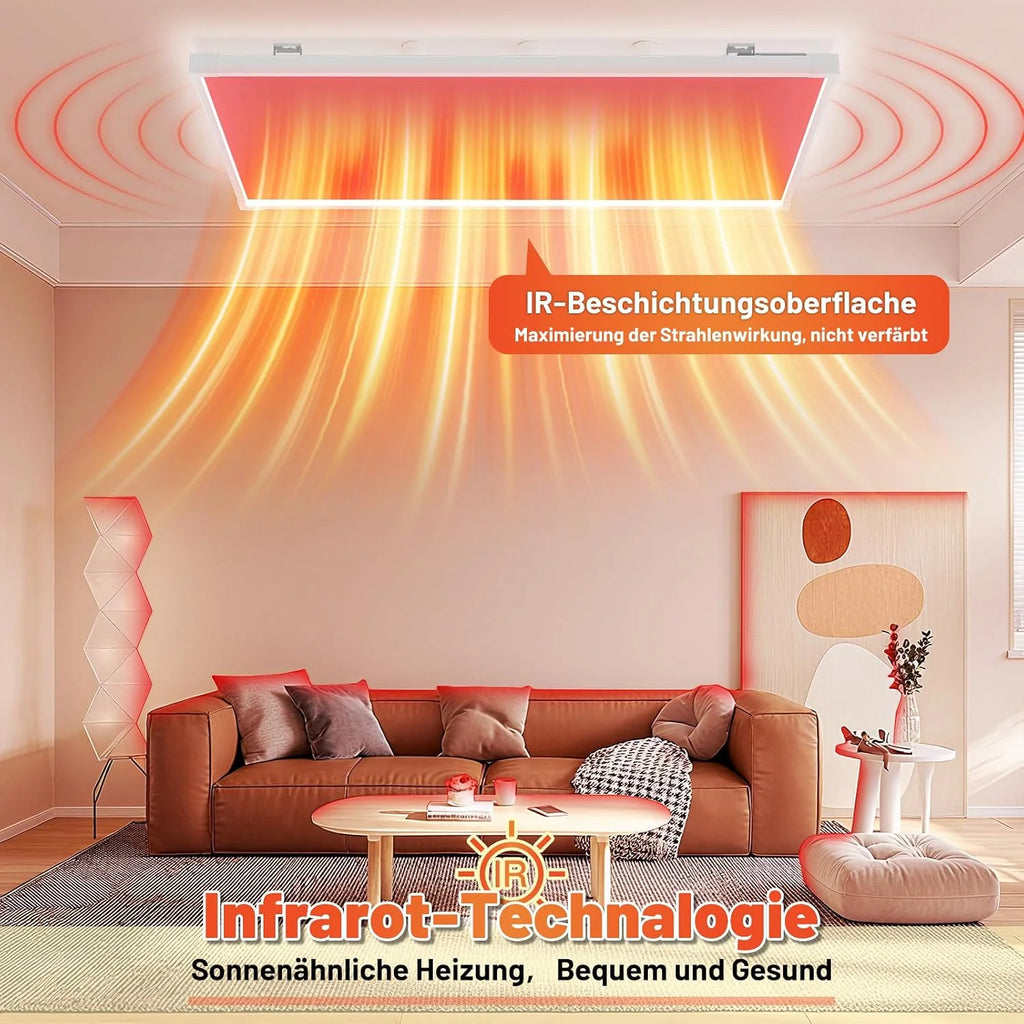 Ogrzewanie na podczerwień 770 W, oświetlenie sufitowe LED, WLAN