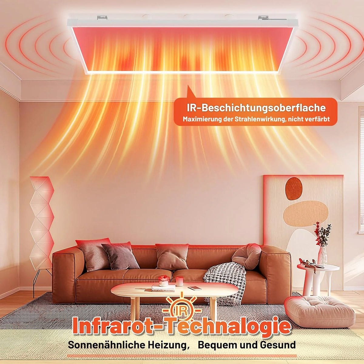 Ogrzewanie na podczerwień 770 W, oświetlenie sufitowe LED, WLAN