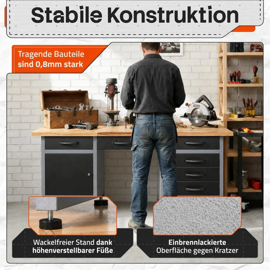 Ondis24 - Stół warsztatowy (garaż, szopa) stół do majsterkowania z szufladami