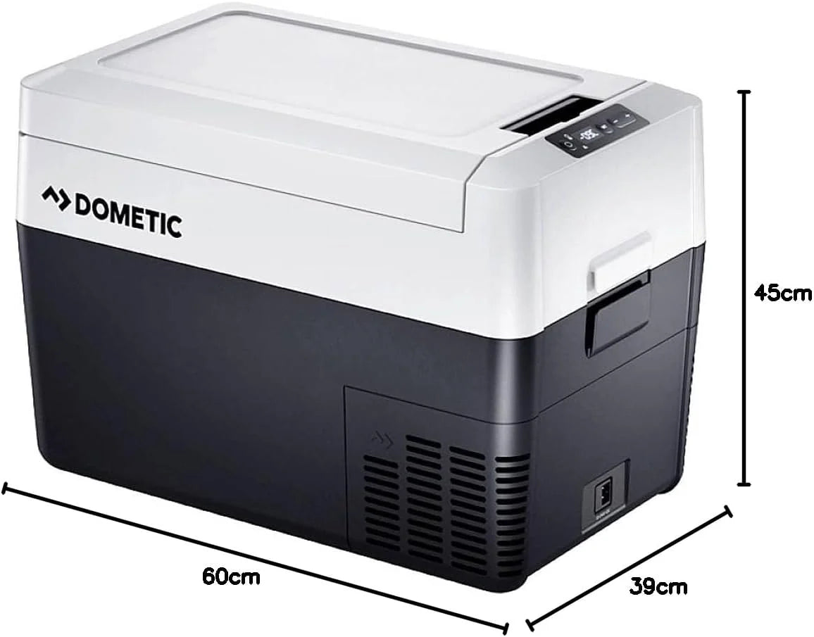DOMETIC CDF2 36 Lodówka/Zamrażarka kompresorowa, od +10 °C do -15 °C, 31 L – Mini‑lodówka 12/24 V do auta, ciężarówki & łodzi z ochroną akumulatora, szara