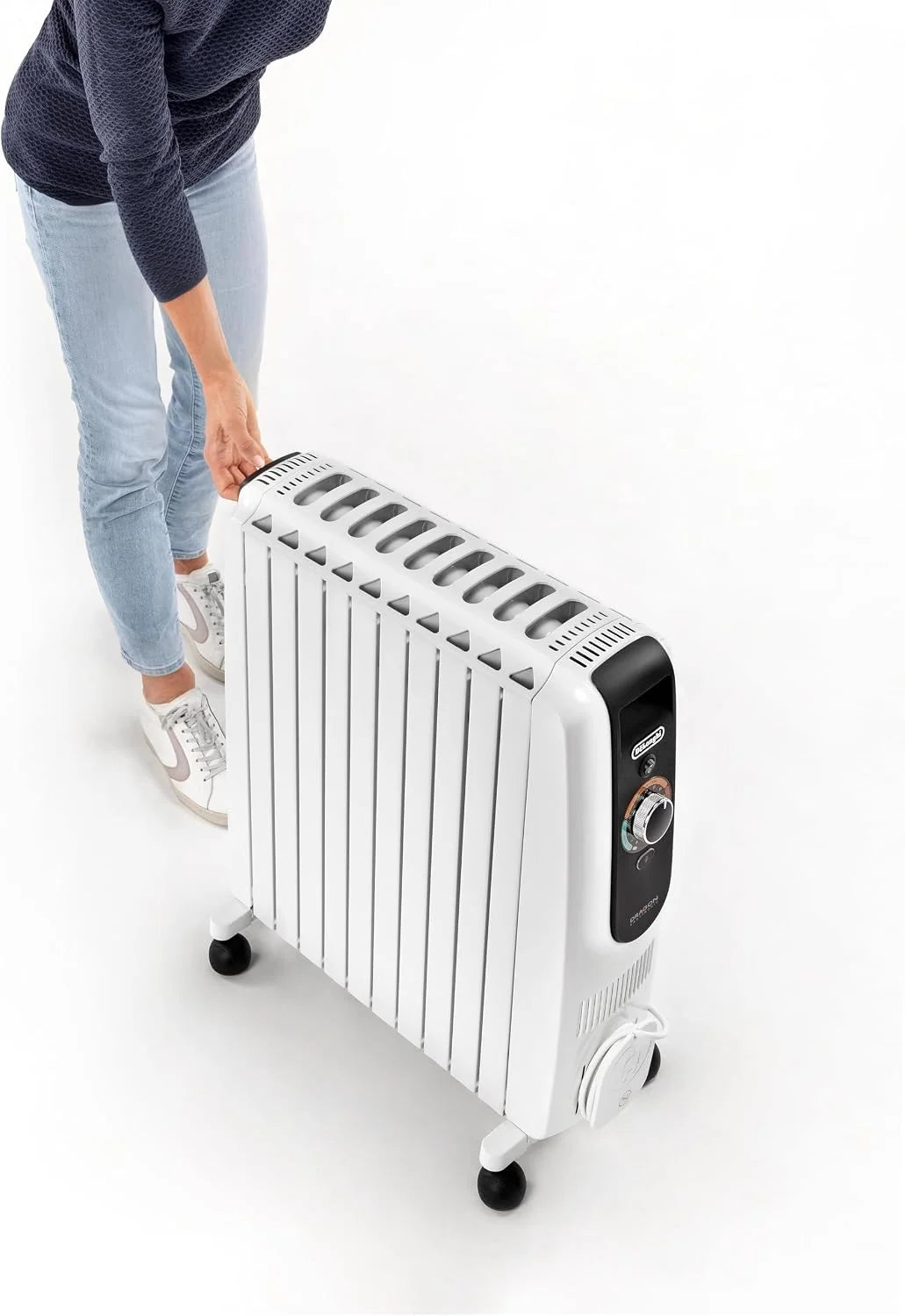 De'Longhi Dragon EasyTronic – grzejnik olejowy do pomieszczeń do 75 m³, ogrzewanie elektryczne z termostatem bezpieczeństwa, 10 żeber, indywidualne ogrzewanie – 12 poziomów temperatury, przenośny