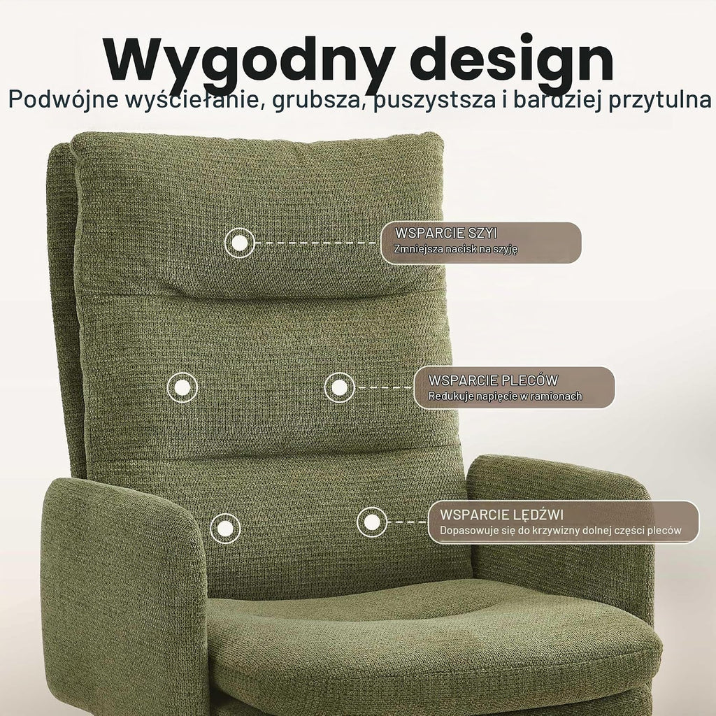 IWMH Krzesło do biura domowego, krzesło biurkowe z wysokim oparciem, tapicerowane krzesło biurowe z kółkami i podłokietnikami, fotel o regulowanej wysokości, ergonomiczne obrotowe krzesło biurkowe