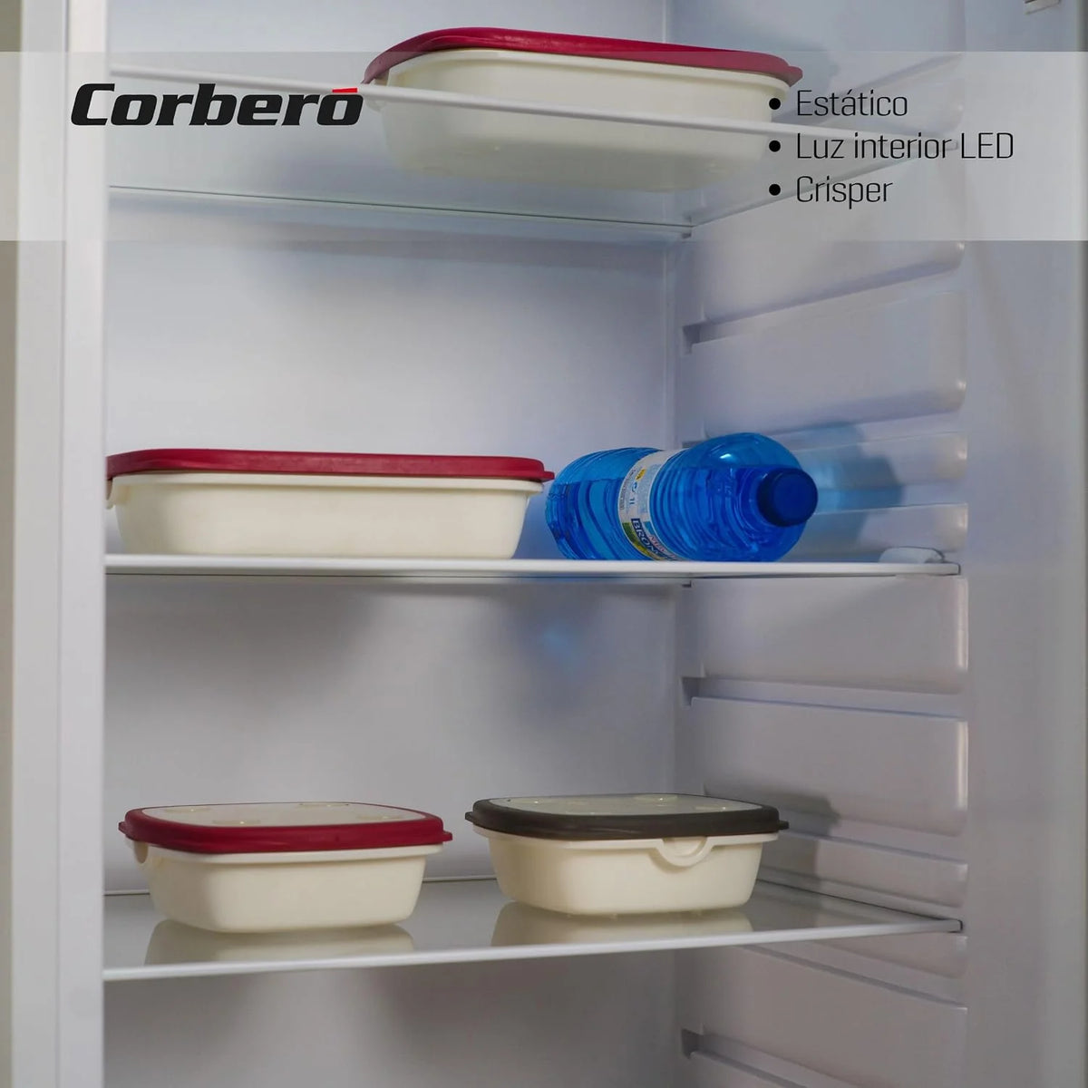 Corbero – Lodówka 1-drzwiowa | CCLH17023W | 331L | 171,5 x 60 x 59 cm | Szuflada do ścinania | Szklane półki i jajko | Odwracalne drzwi | Nogi poziomujące | biały